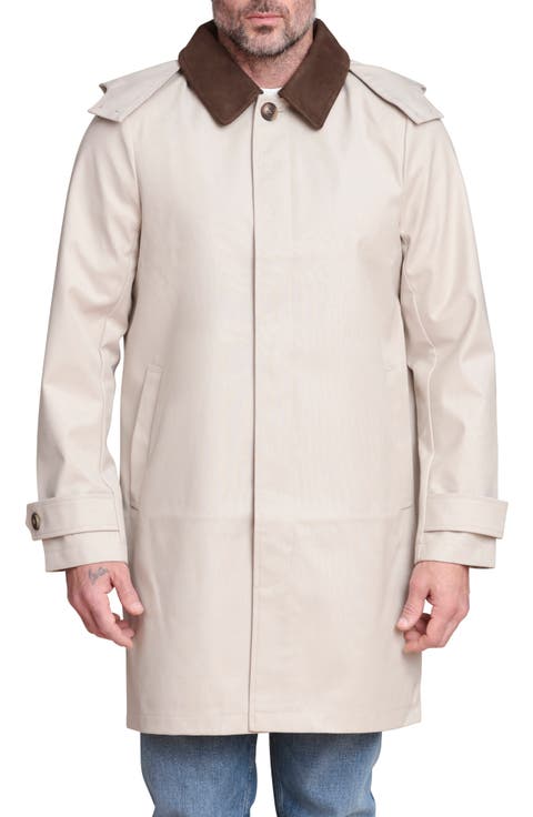 Corduroy Collar Mac Coat with Detachable Hood