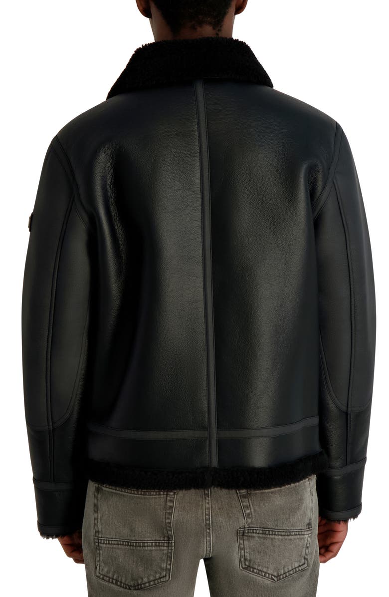 KARL LAGERFELD Faux Leather & Faux Shearling Jacket, Alternate, color, Black