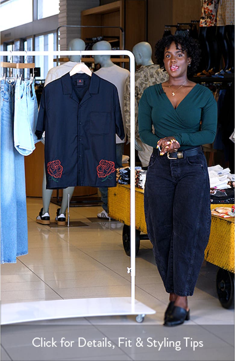 Rose Embroidered Cotton Camp Shirt, sales video thumbnail