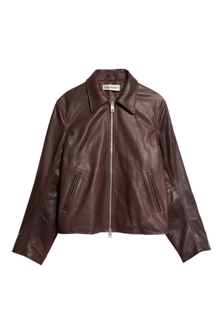 Mini Leather Jacket, Alternate, color, MATTED BROWN