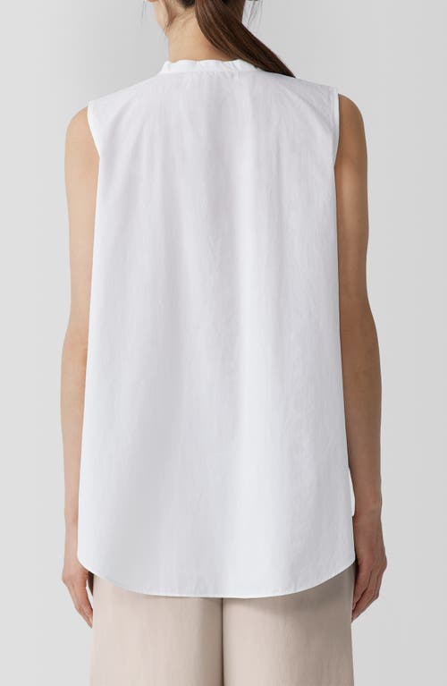 Eileen Fisher Washed Organic Cotton Poplin Band Collar Shirt In White