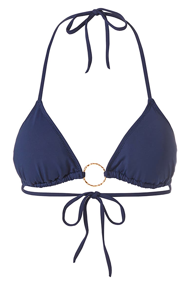Miami Core Ring Triangle Bikini Top, Alternate, color, NAVY