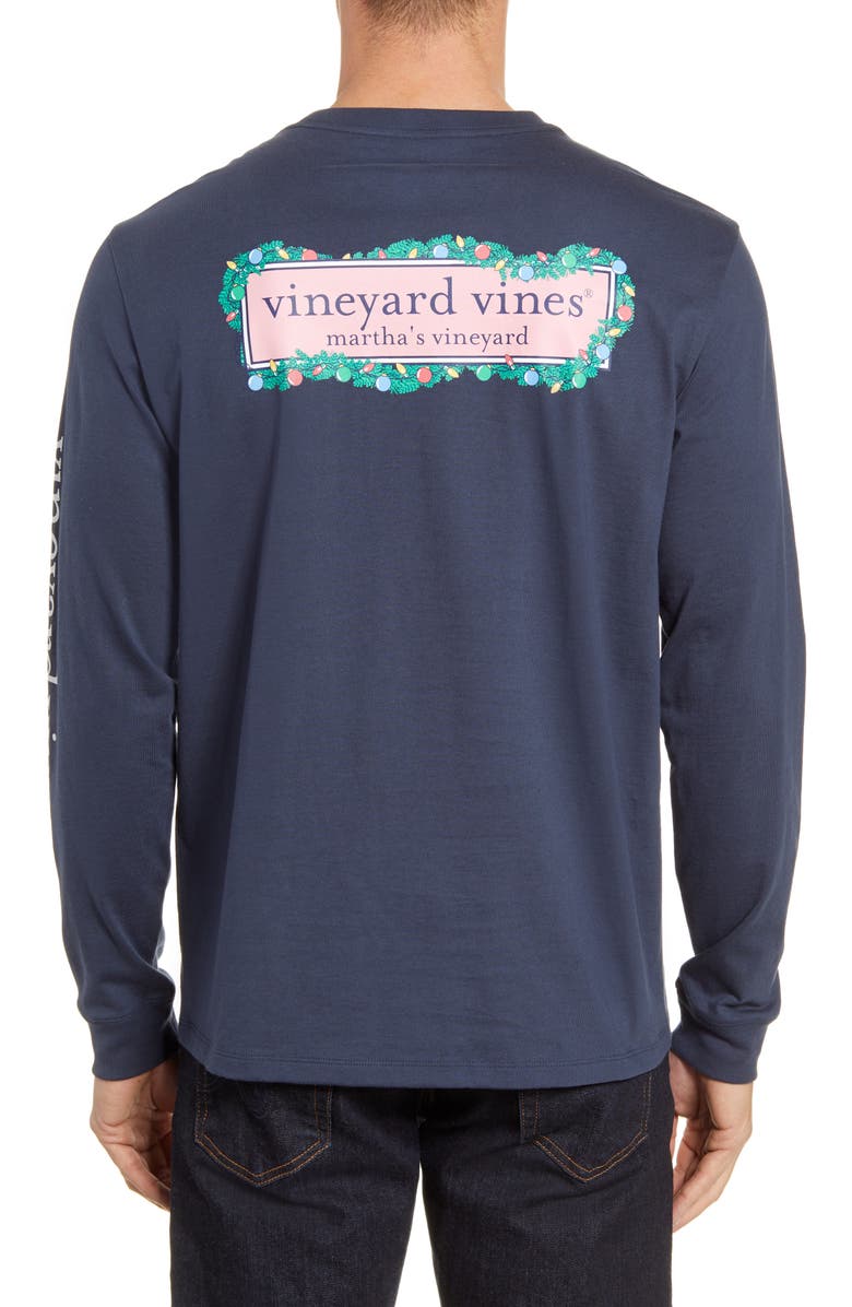 vineyard vines Garland Logo Box Long Sleeve Pocket T-Shirt, Alternate, color,