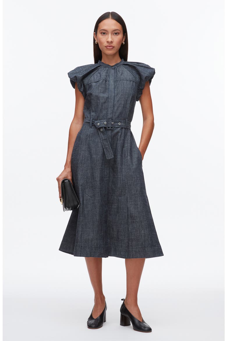 Short Sleeve Denim Dress, Alternate, color, WASHED INDIGO