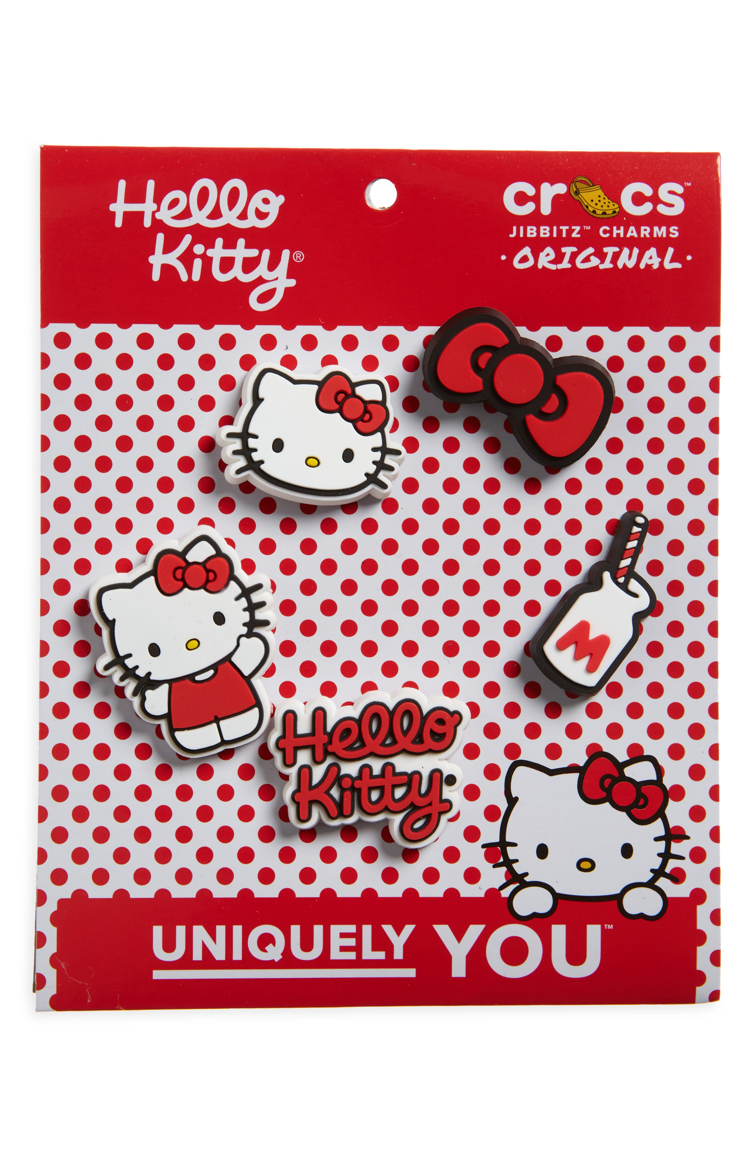 x Hello Kitty 5-Pack Jibbitz Shoe Charms, Main, color, WHITE