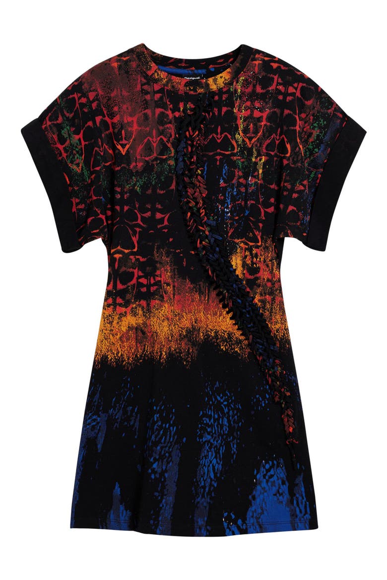 Printed T-Shirt Minidress, Alternate, color, BLACK MULTI