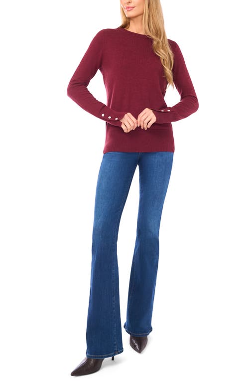 Halogenr Halogen(r) Button Cuff Cotton Blend Sweater In Burgundy