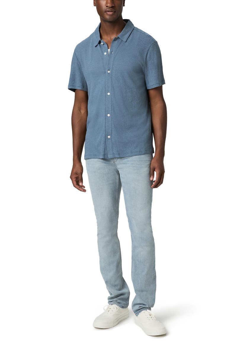 Sultan Short Sleeve Linen & Cotton Knit Button-Up Shirt, Alternate, color, LAKESIDE