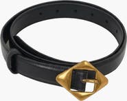 Modenaire Leather Belt with Geometric Buckle