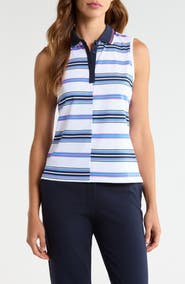 G/FORE Offset Stripe Performance Sleeveless Polo