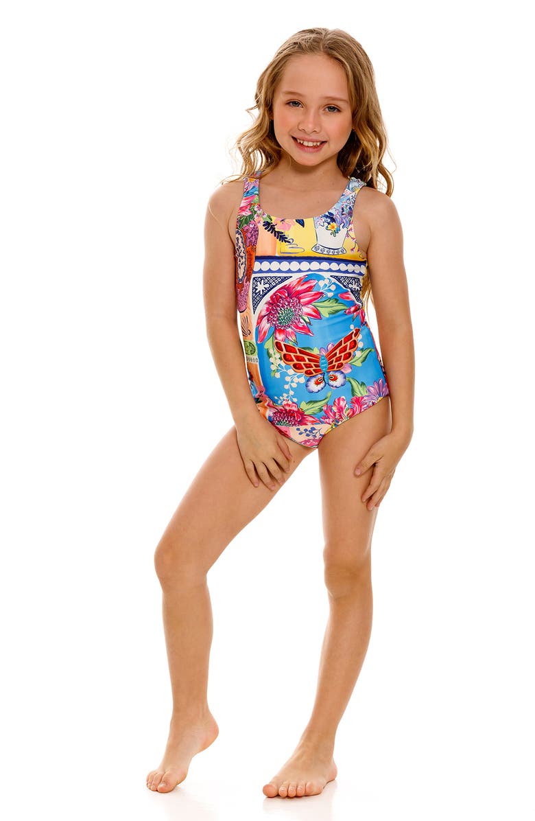Agua Bendita Kids' Vessel Nate One-Piece Swimsuit, Alternate, color, Blue Multicolor