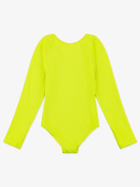 Crinkle Long Sleeve One Piece Swimsuit