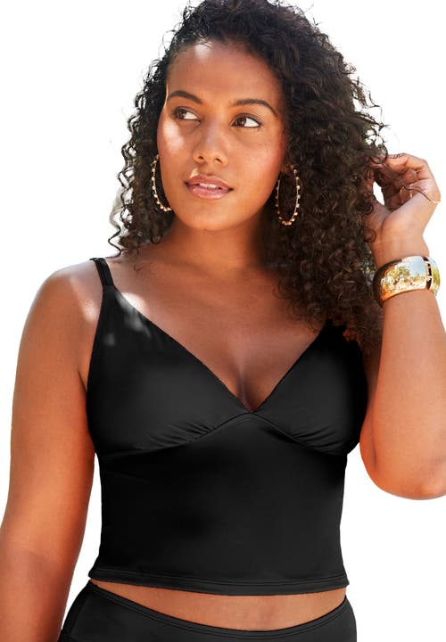 Swimsuits For All Essential Cropped Tankini Top In Black