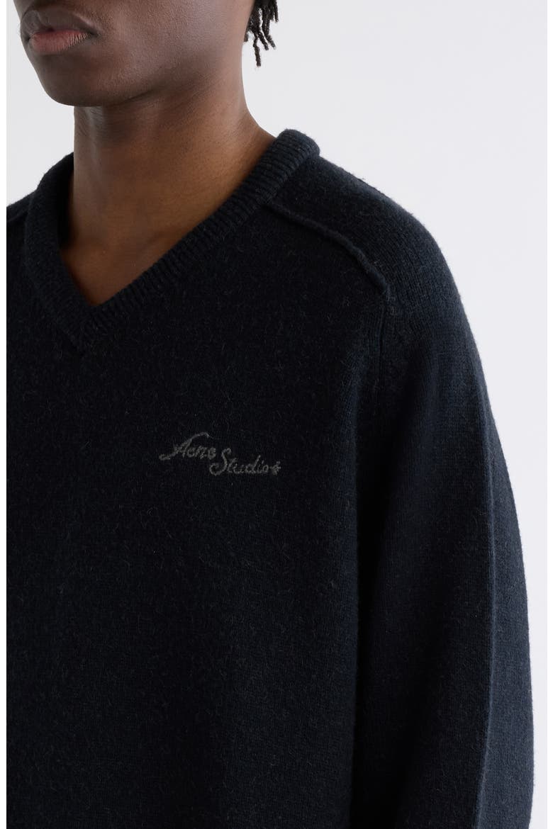 Kaymel Camel Hair V-Neck Sweater, Alternate, color, BLACK