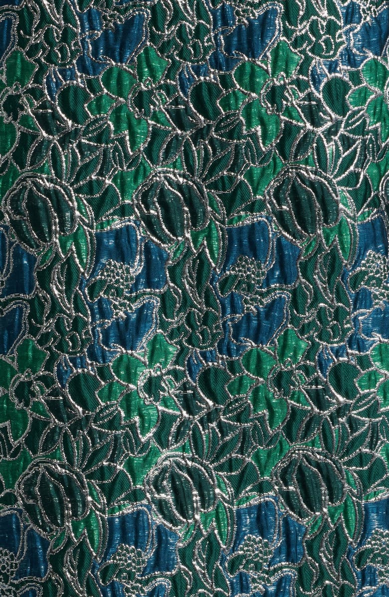 Lucy Paris Alyssa Jacquard Feather Trim Sleeveless Minidress, Alternate, color, Teal