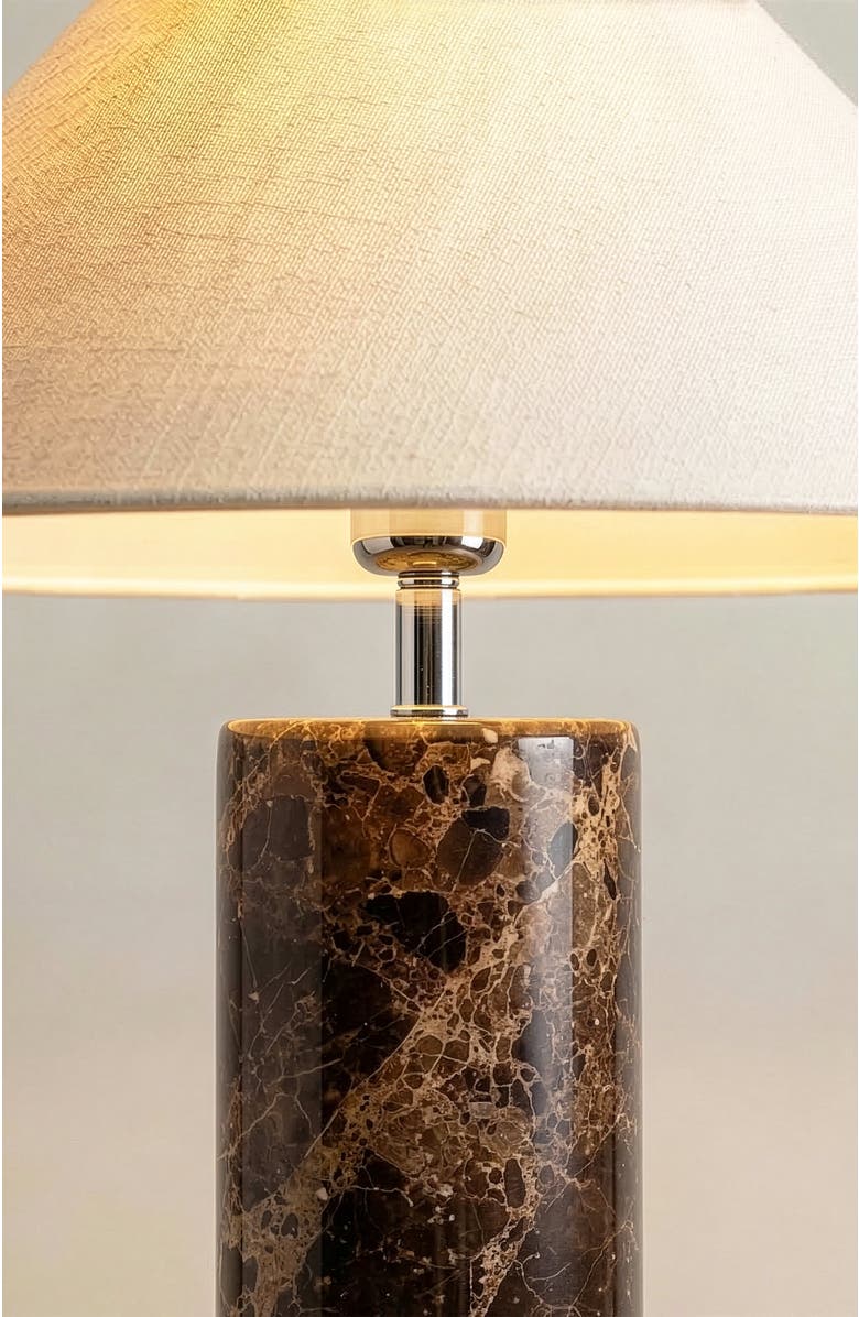 Brightech Runo 14" LED Table Lamp with Natural Stone Base, Alternate, color, Brown Marble