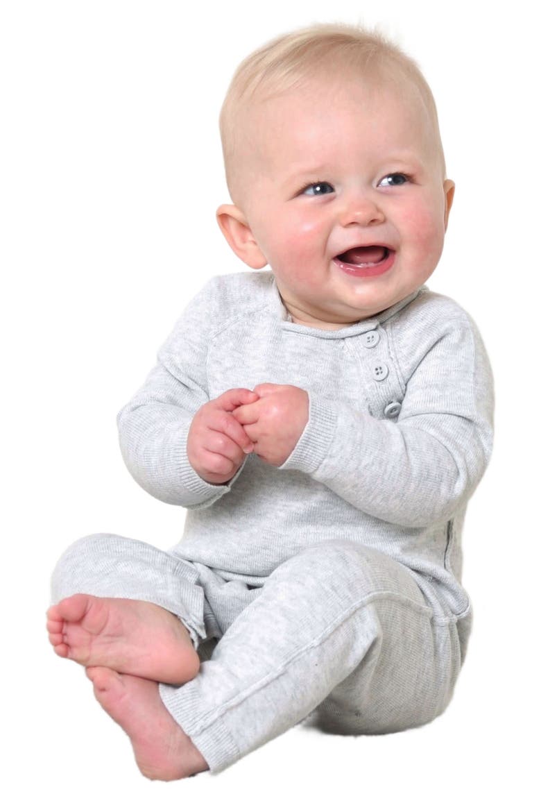 Baby Raglan Sweater Romper, Alternate, color, Heather Grey