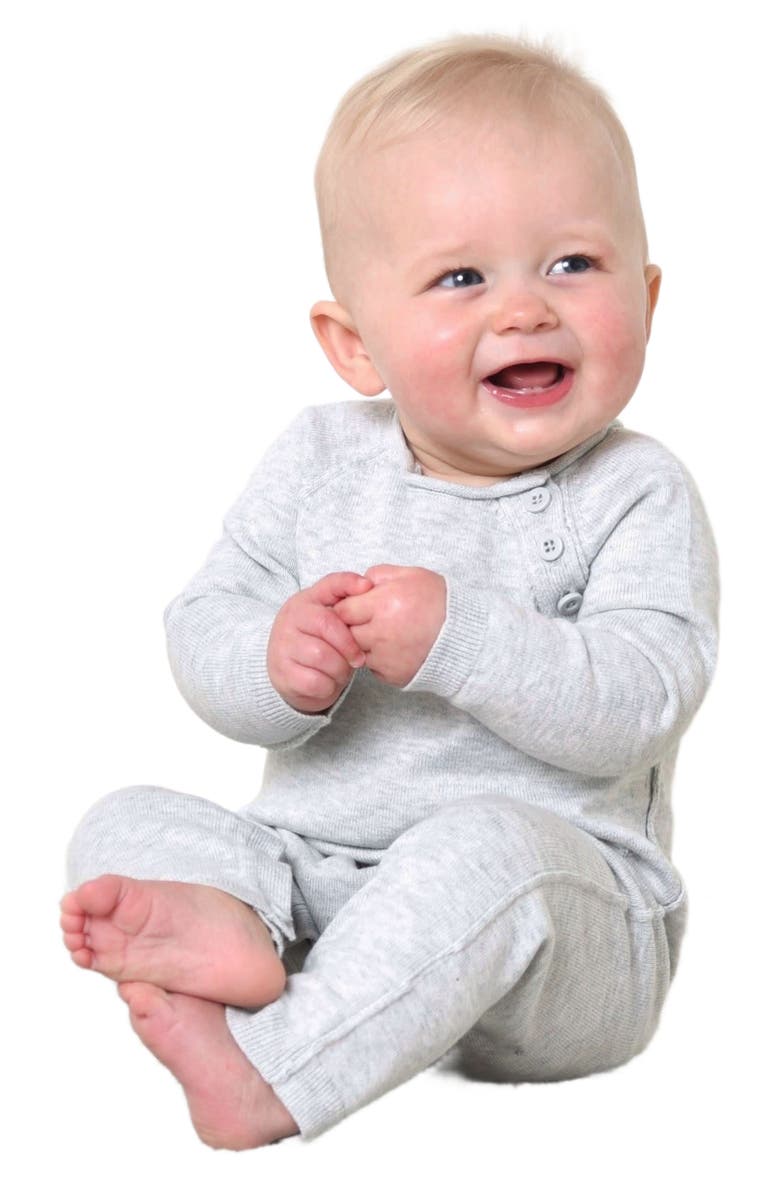 Hope & Henry Baby Raglan Sweater Romper, Alternate, color, Heather Grey