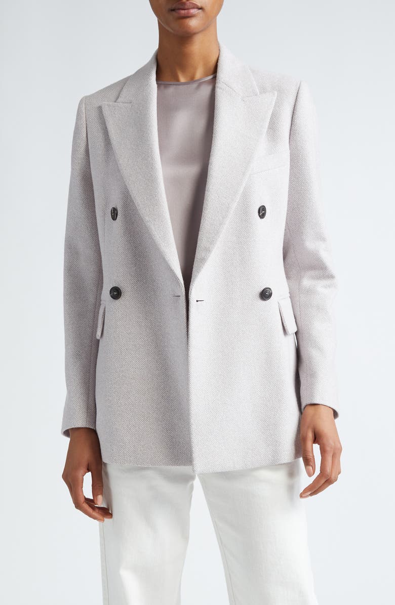 Eleventy Double Breasted Herringbone Blazer, Main, color, 