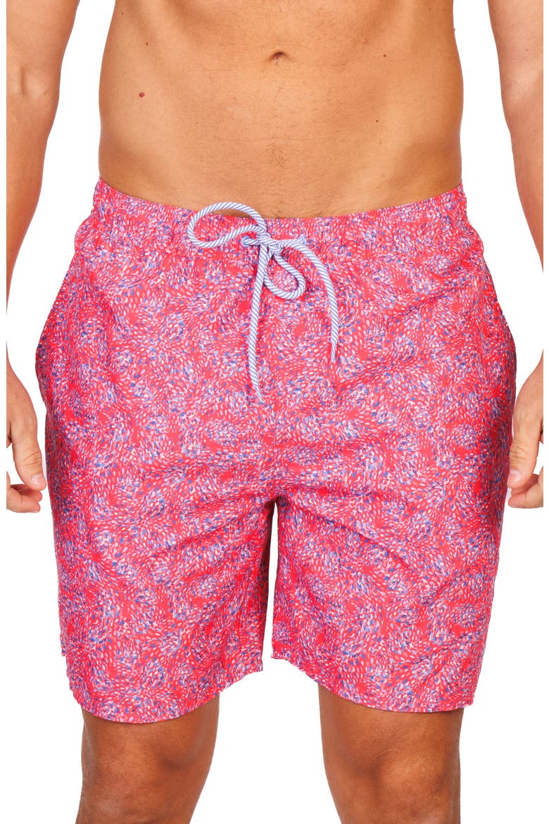 Abstract Print Swim Trunks, Main, color, FUCHSIA
