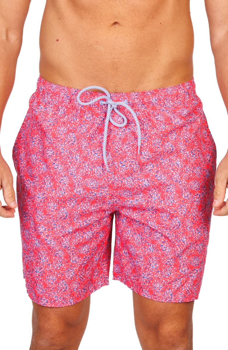 TailorByrd Abstract Print Swim Trunks, Main, color, Fuchsia