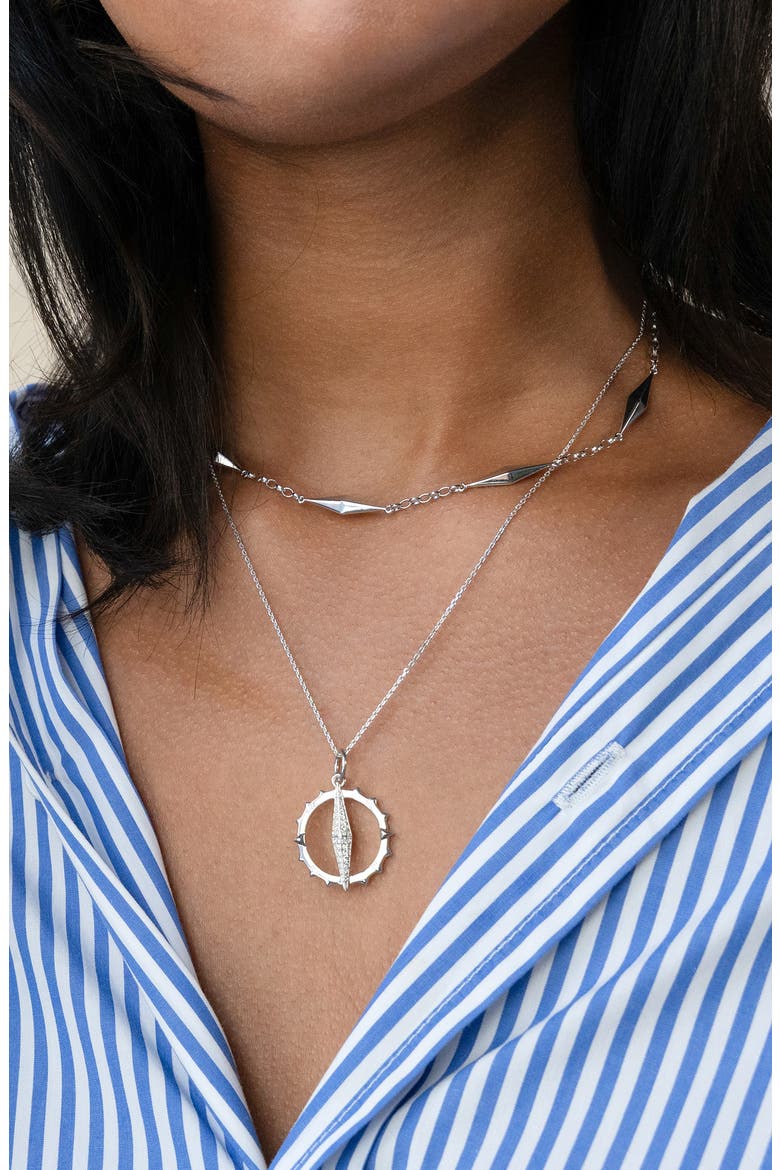 Points North Geometric Station Necklace, Alternate, color, SILVER