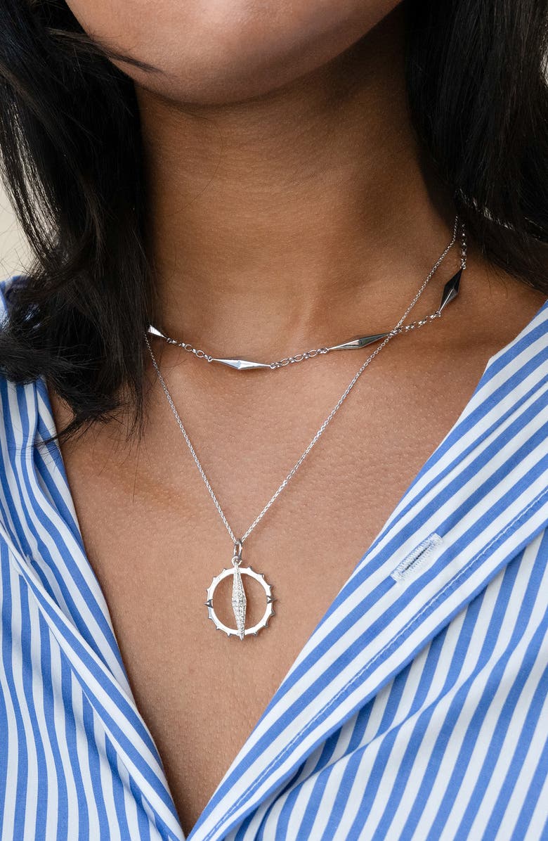 Monica Rich Kosann Points North Geometric Station Necklace, Alternate, color, Silver