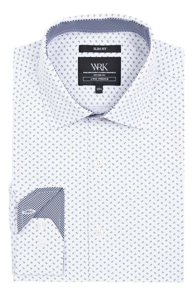 W.R.K Slim Fit Dash Print Performance Dress Shirt, Alternate, color, 