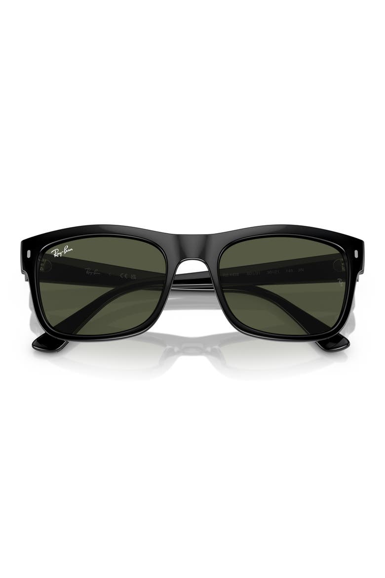 56mm Rectangular Sunglasses, Alternate, color, BLACK
