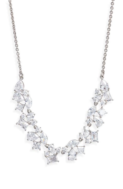 Cubic Zirconia Cluster Statement Necklace