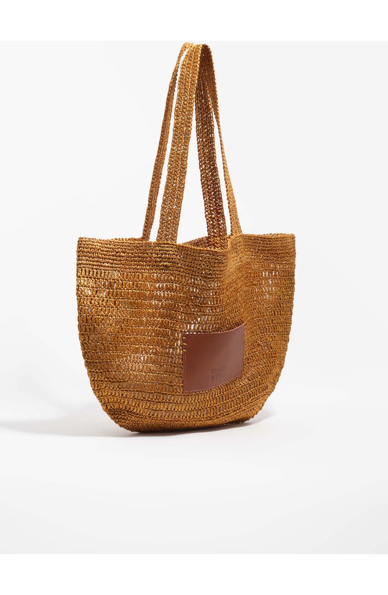 Bimba y Lola Large plaited bag, Main, color, Gold