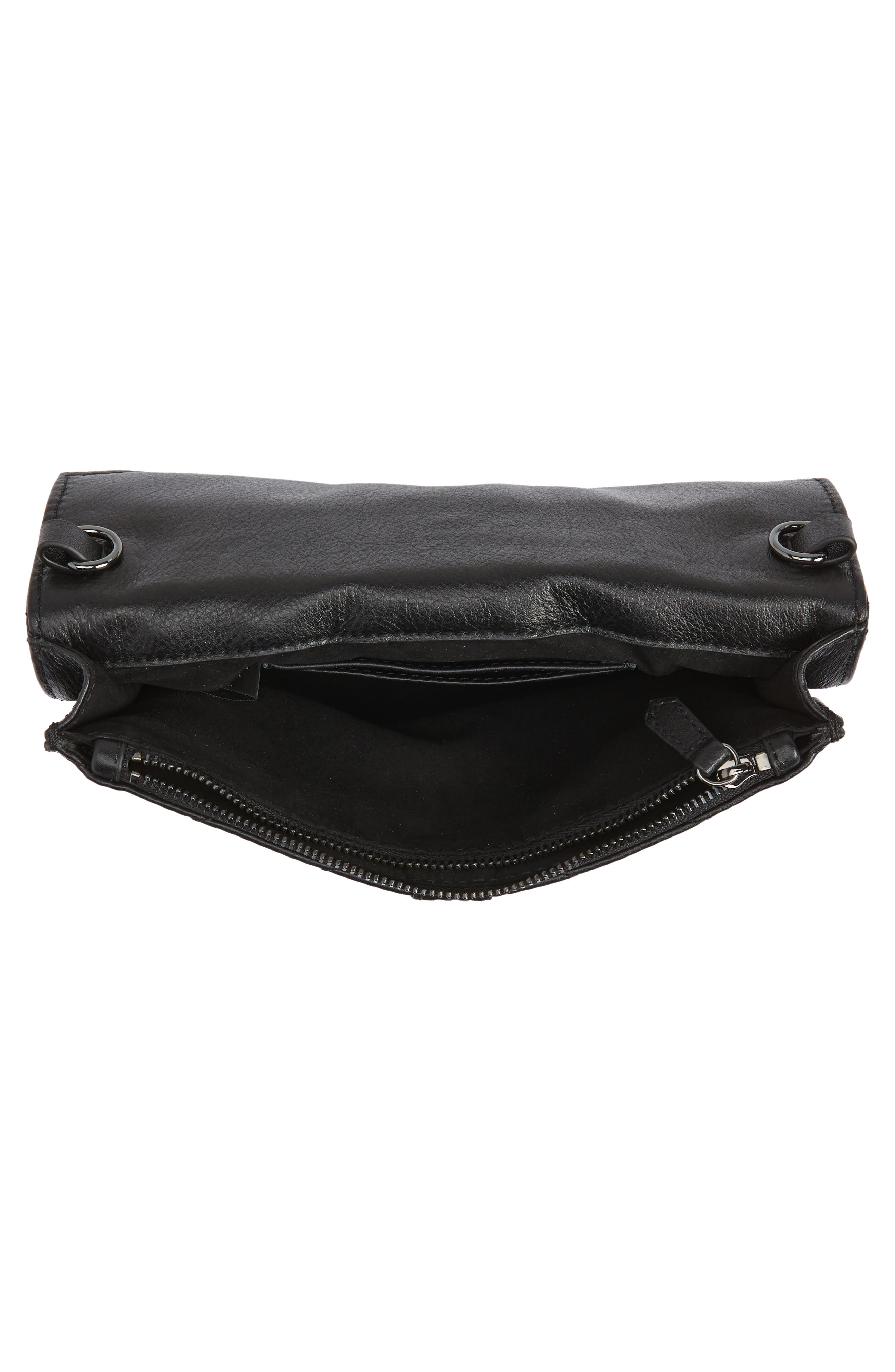 Dakota Quilted Leather Clutch, Alternate, color, BLACK