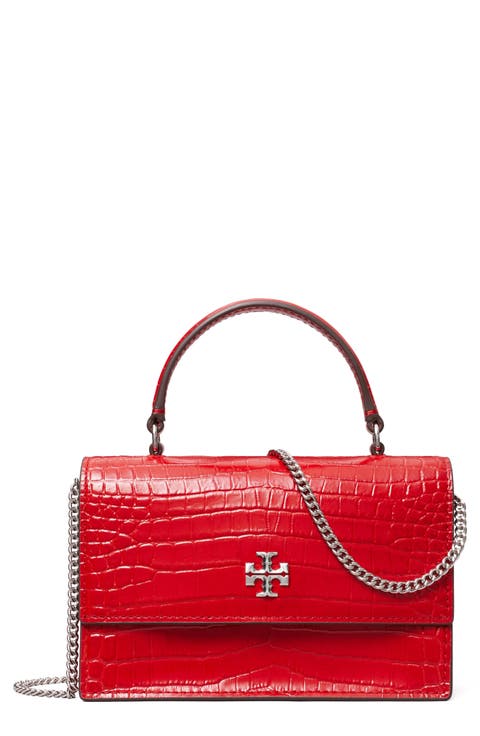Mini Kira Croc Embossed Leather Top Handle Bag