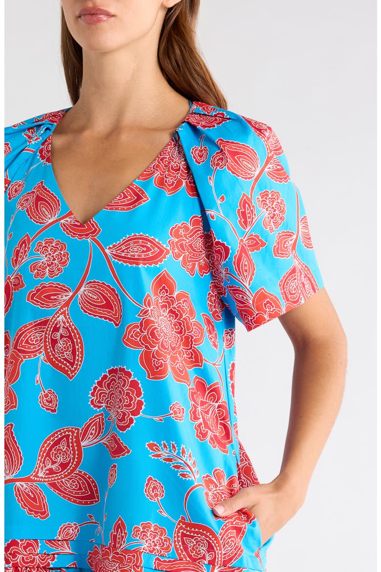 Ripon Floral Seruma Drop Waist Shift Dress, Alternate, color, BLUE-RED-MULTI