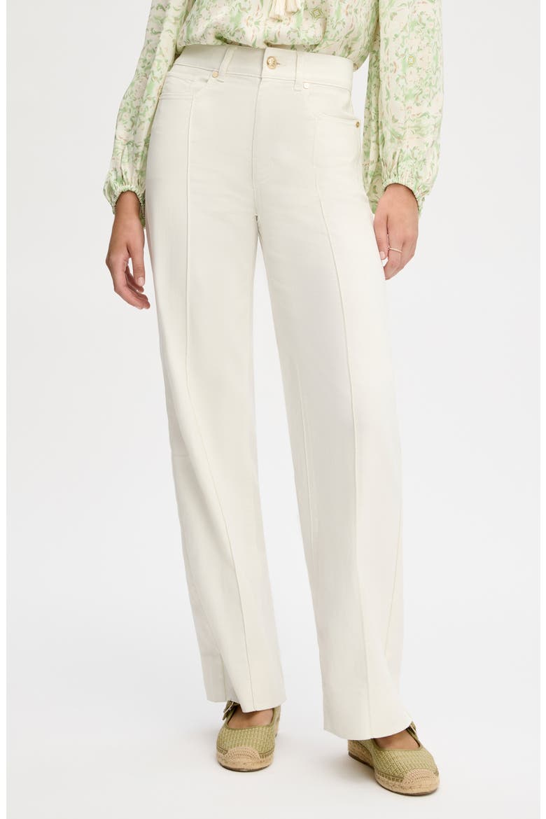 Pintuck Wide Leg Trouser Jeans, Main, color, ECRU