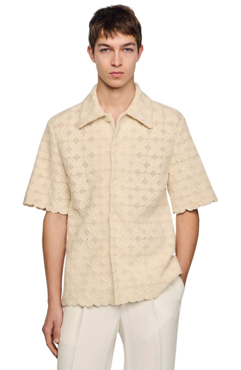 SANDRO Cotton broderie anglaise shirt, Main, color, Ecru