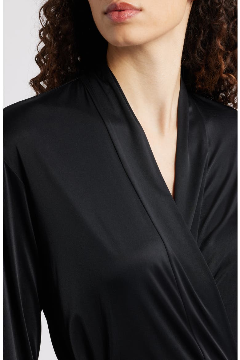 Aphrodite Satin Robe, Alternate, color, BLACK