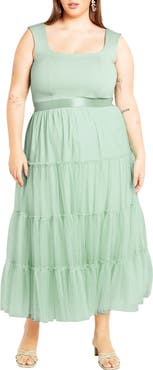 City Chic Sherie Sleeveless Tiered Tulle Dress