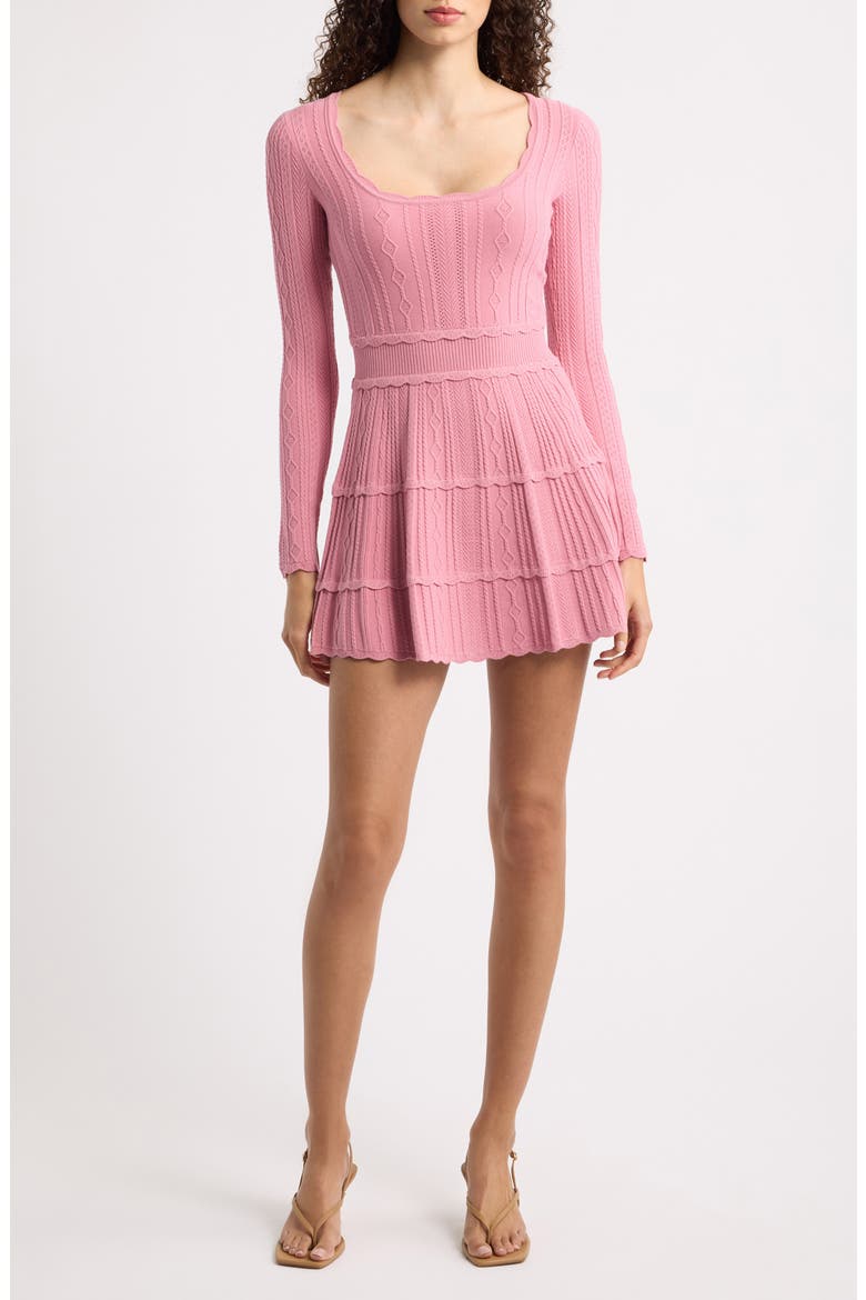 Lunelle Cable Knit Minidress, Main, color, PEONY