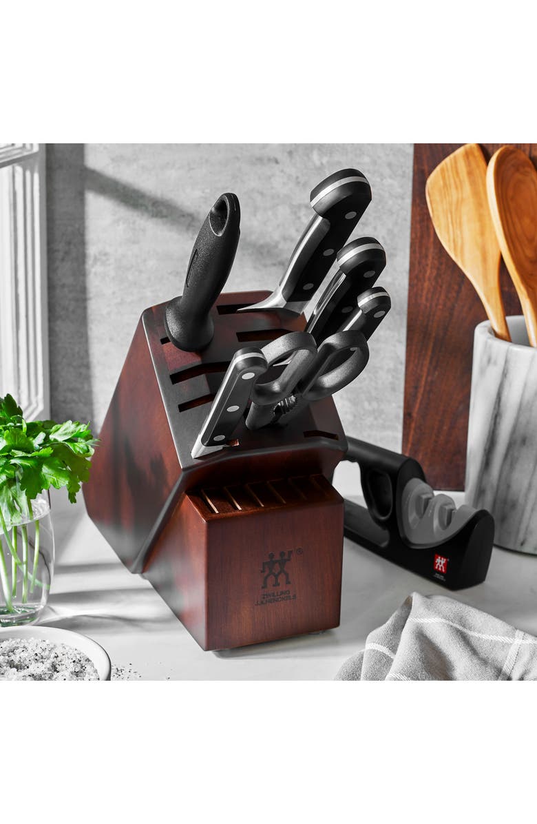 ZWILLING Pro 7-Piece Knife Block Set with Bonus Sharpener, Alternate, color, Brown