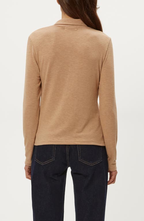 Michael Stars Issa Long Sleeve Snap Placket Polo In Brown