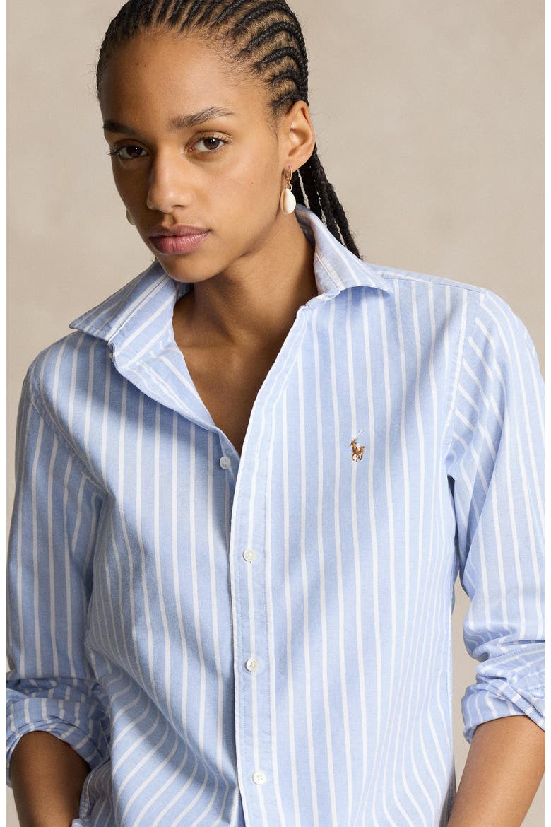 Oxford Cotton Button-Up Shirt, Alternate, color, HARBOR ISLAND BLUE/ WHITE