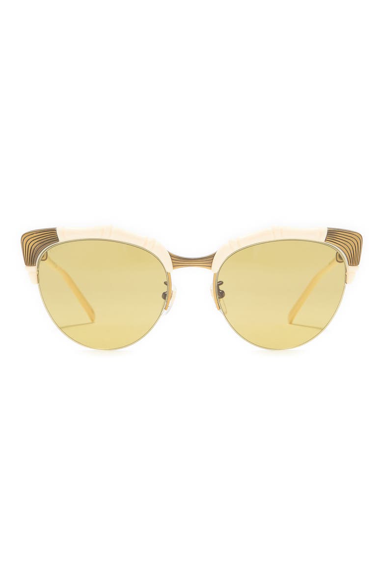 56mm Cat Eye Sunglasses, Main, color, WHITE/ GOLD