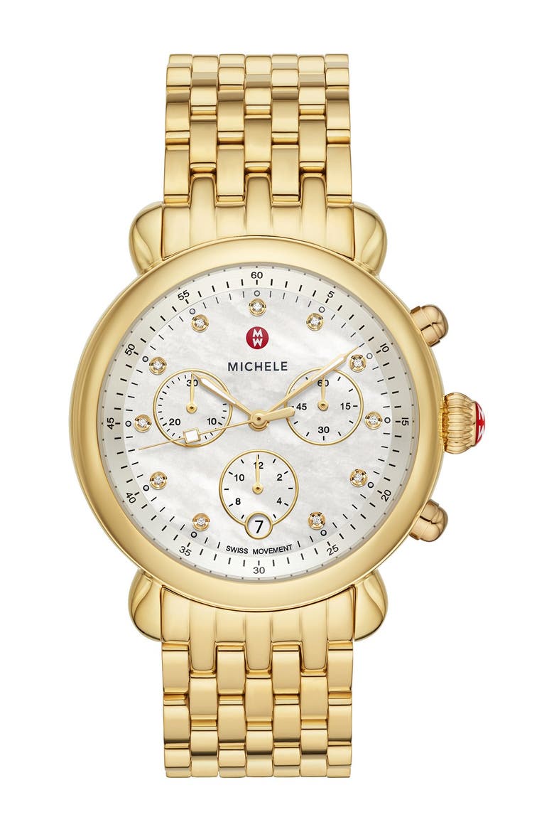CSX Diamond Embellished Bracelet Watch, 38mm - 0.03 ctw, Main, color, GOLD
