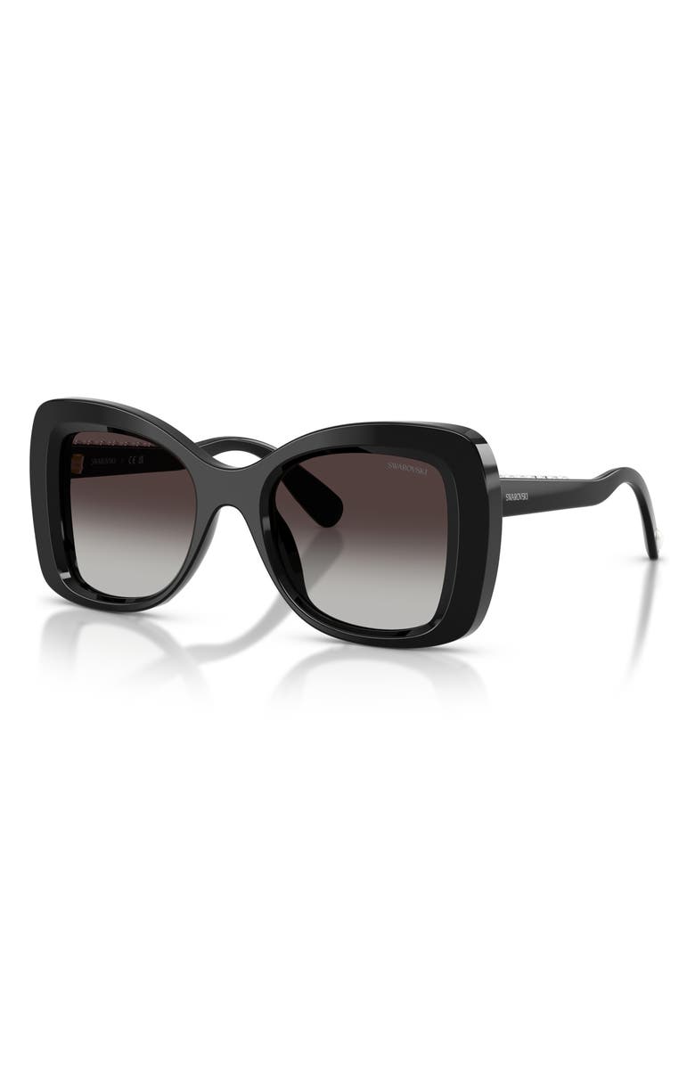 Swarovski 51mm Butterfly Sunglasses, Alternate, color, Black / Grey Gradient
