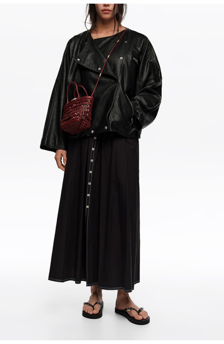 Bimba y Lola A-Line Skirt With Buttons, Alternate, color, Black