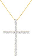 Haus of Brilliance Silver 3.0 Cttw Diamond 1-1/2" Cross Pendant with Box Chain Necklace