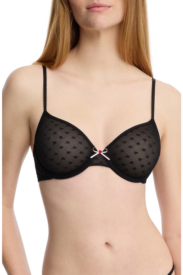 Heart Breaker Lace Underwire Bra, Main, color, BLACK