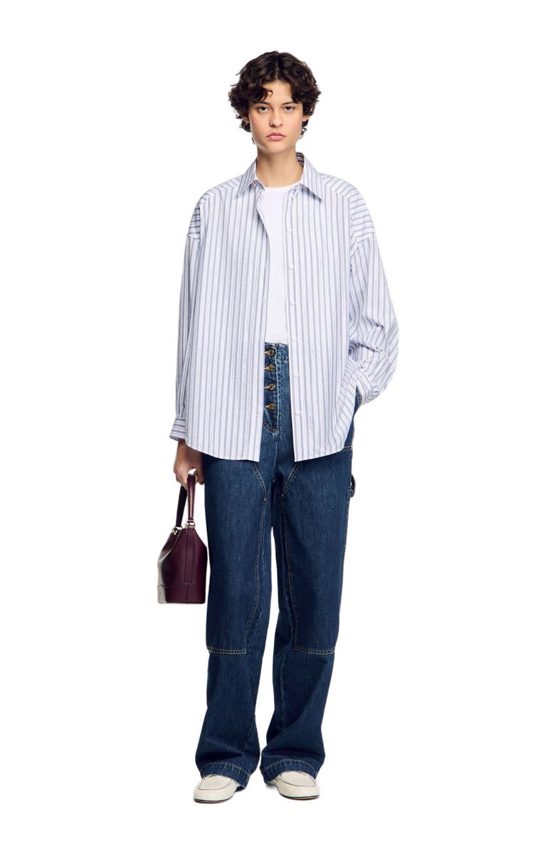 SANDRO Striped rhinestone shirt, Alternate, color, 