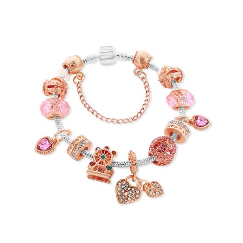 Donatello Gian Two Tone Heart Locket Charm Bracelet In Multi